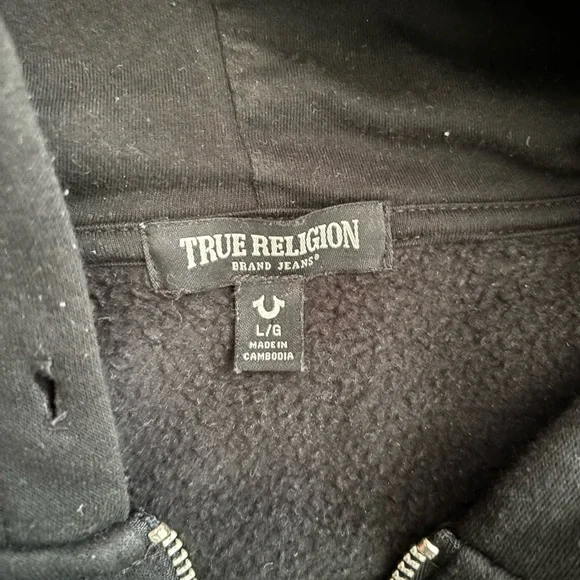 Black True Religion Zip Up Hoodie - Picture 3 of 4